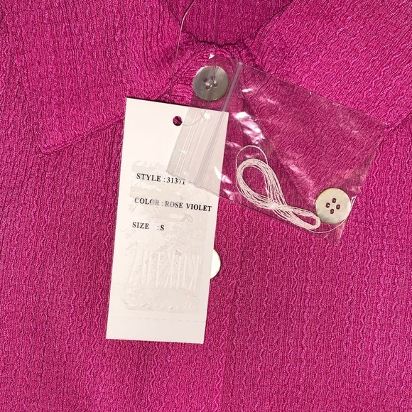 NWT Women’s Kaktus Sleeveless Collated Button-Front Hot Pink Shift Dress Small - Picture 4 of 8